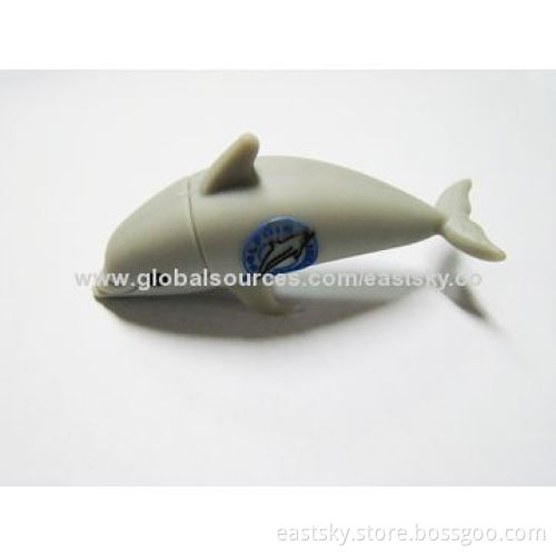 Custom Dolphin-shaped USB Drive, Made of Soft PVC Material, OEM Orders are WelcomeNew